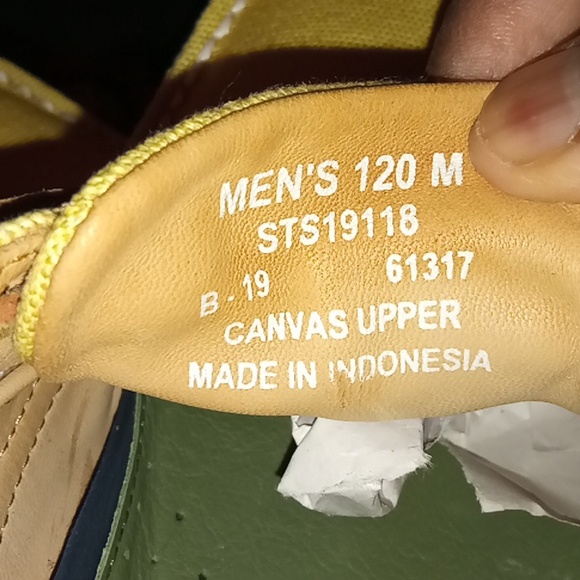 Mens Yellow Sperry Top Slider canvas style boat Shoe, - Picture 7 of 7